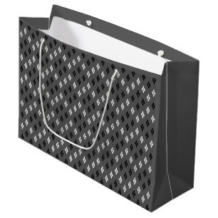 black and white grey geometric fine pattern large gift bag