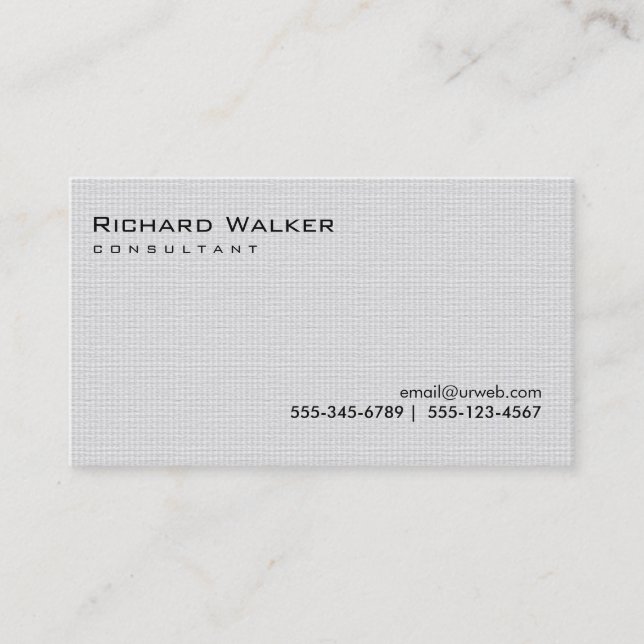 Black and White Grey Professional Plain Cool Business Card (Front)