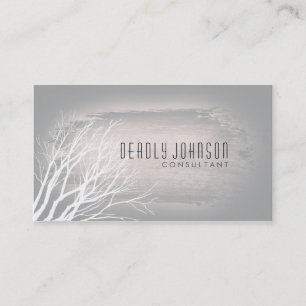 Black and White Grey Vintage Tree Watercolor Business Card