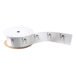 Black and White Greyhound Dog Art Ribbon Satin Ribbon