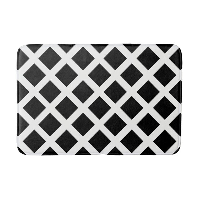 Black And White Grid Optical Illusion Pattern Bath Mat (Front)