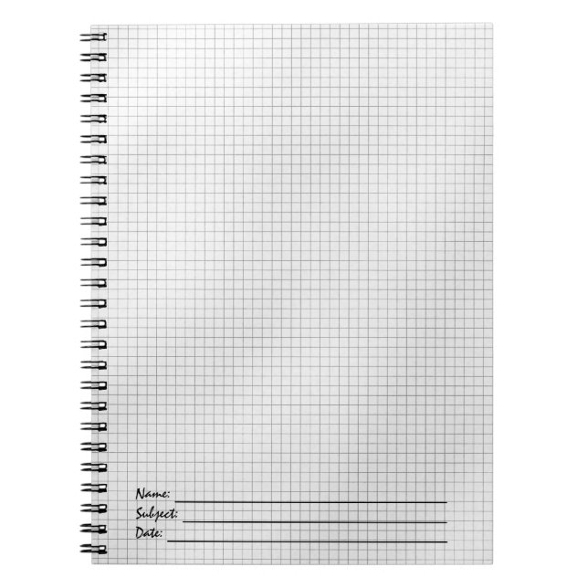 Black and White Grid Pattern on Paper Notebook (Front)
