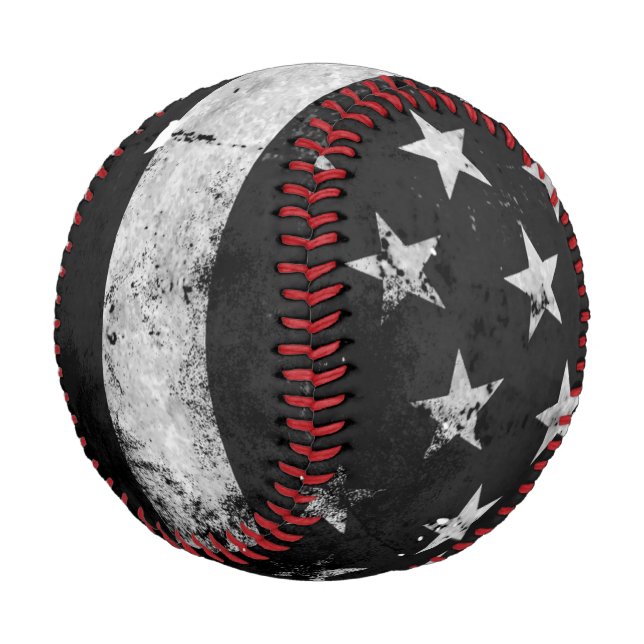 Black and White Grunge American Flag Baseball (Angled)