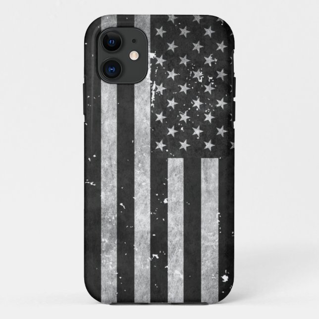 Black and White Grunge American Flag Case-Mate iPhone Case (Back)