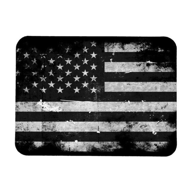 Black and White Grunge American Flag Magnet (Horizontal)