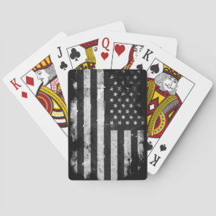 Black and White Grunge American Flag Playing Cards