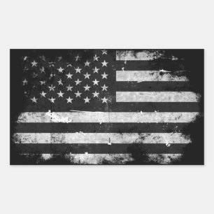 Black and White Grunge American Flag Rectangular Sticker