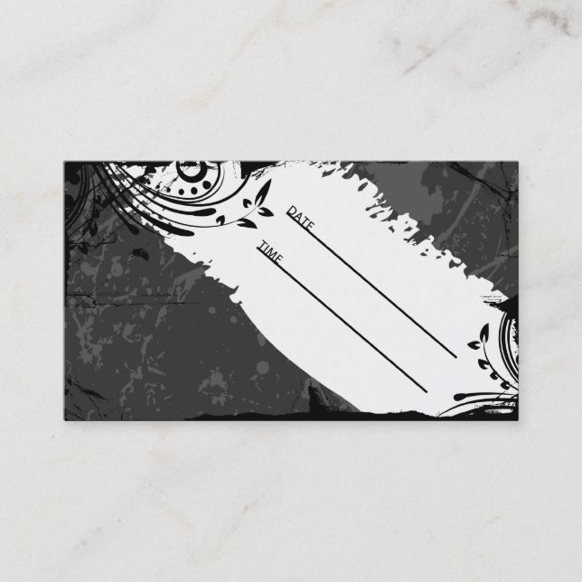 black and white grunge appointment card (Front)