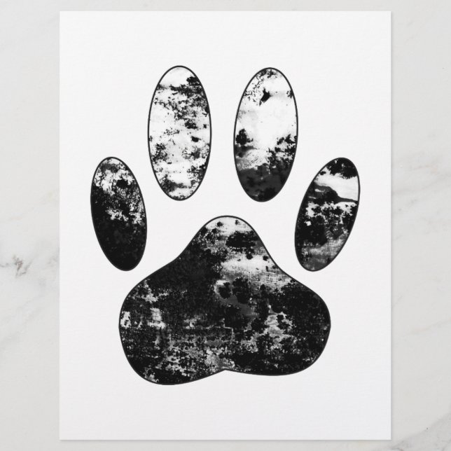Black and White Grunge Dog Paw Print (Front)