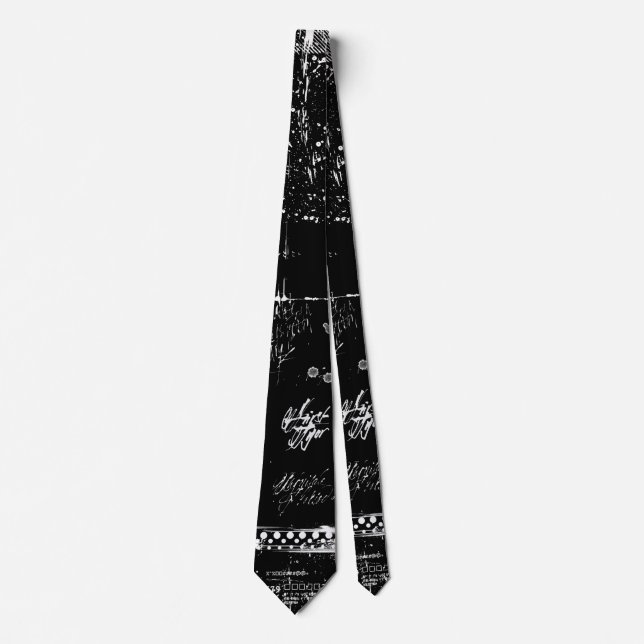Black and white grunge Neck Tie (Front)