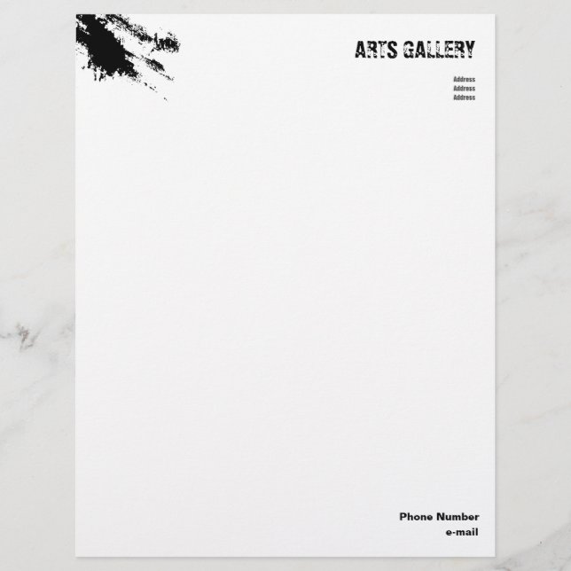 Black and White Grunge Smudge Template Letterhead (Front)