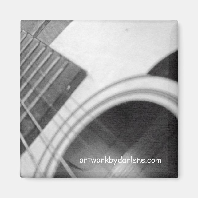 Black and white Guitar Magnet (Front)