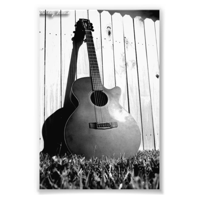 Black and White Guitar Photo Print (Front)