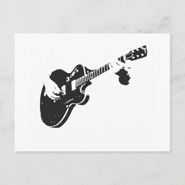 Black And White Guitar Postcard (Front)