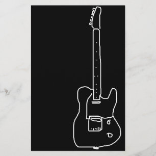 black and white guitar stationery