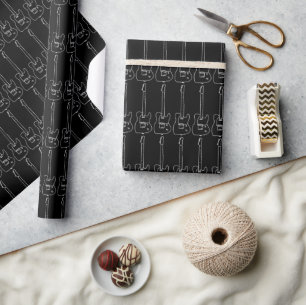 black and white guitar wrapping paper