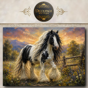 Black and White Gypsy Vanner Horse Tissue Paper