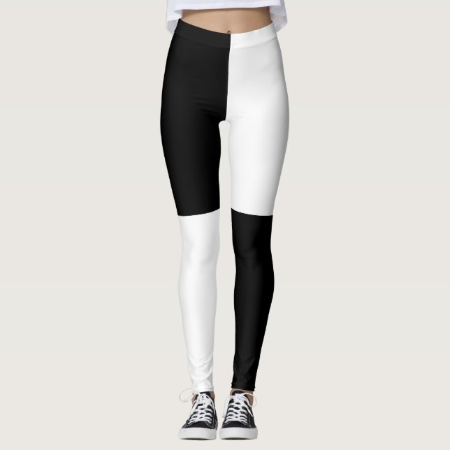 Black and White Half and Half Leggings (Front)