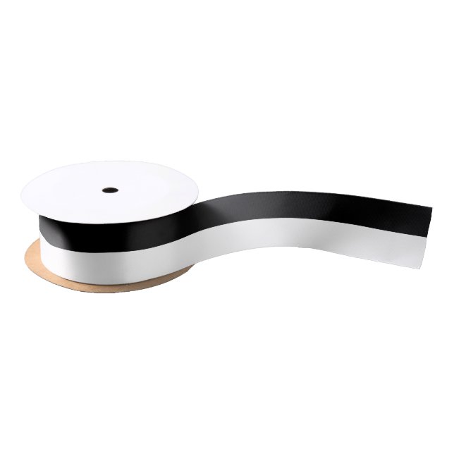 Black And White Half Black Half White Stripe Satin Ribbon (Spool)