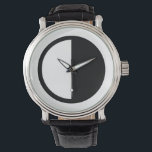 black and white half hour watch<br><div class="desc">A cool graphic black and white geometric circle shape - half white and half black</div>