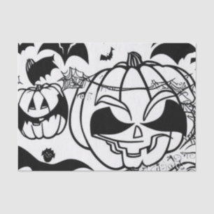 Black and white halloween cartoon fun tissue paper