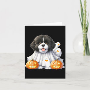 Black And White Halloween Dog Ghost Dog Costume Card