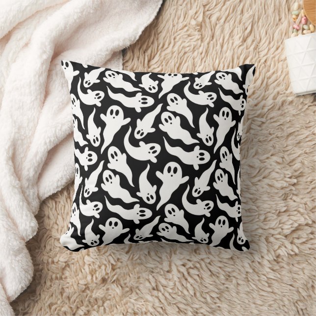  Black and White Halloween Ghost Pattern Cushion (Blanket)