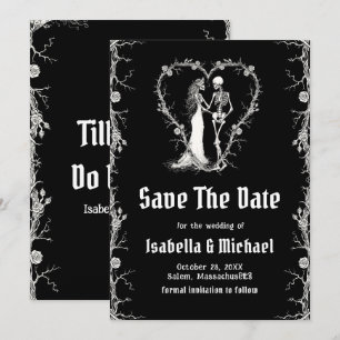Black and White Halloween Gothic Save The Date Invitation