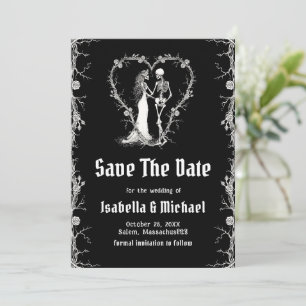 Black and White Halloween Gothic Save The Date Invitation
