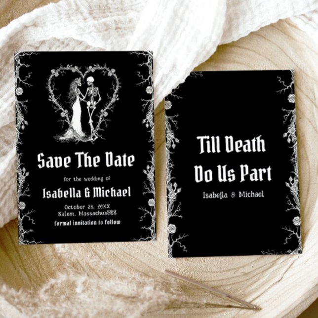 Black and White Halloween Gothic Save The Date Invitation (Black and White Halloween Gothic Save The Date Invitation)
