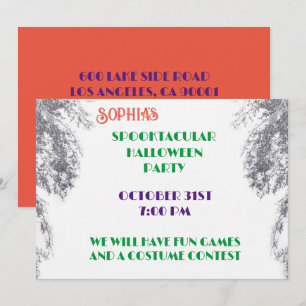 Black and White Halloween Gothic Tree Invitation