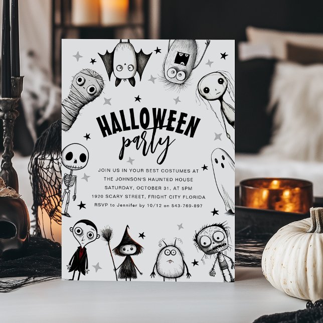 Black And White Halloween Party Invitation (Creator Uploaded)