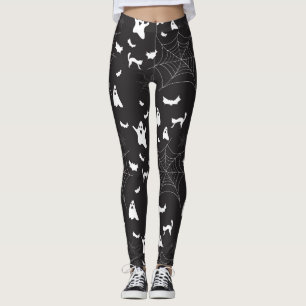 Black-and-white Halloween pattern Leggings