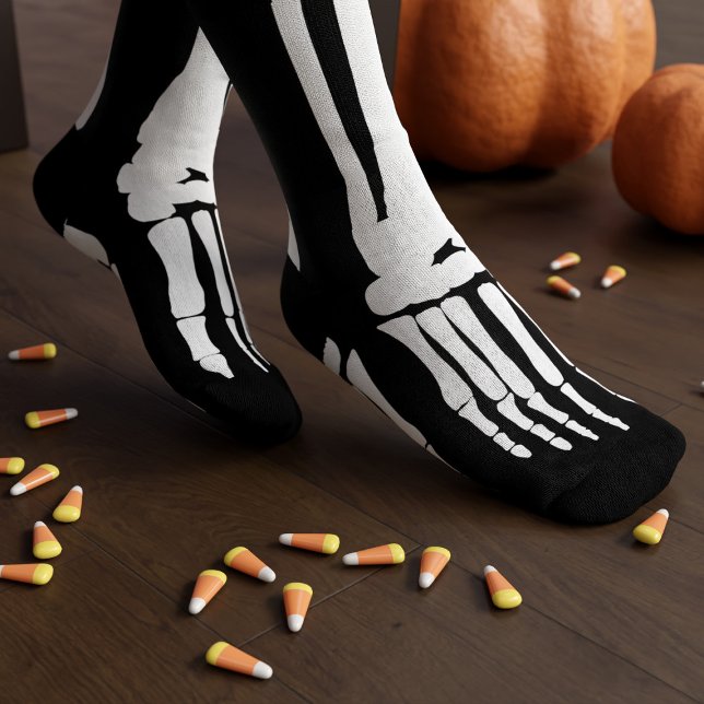 Black and White Halloween Skeleton Foot Spooky Socks (The perfect way to get into the Halloween spirit!)