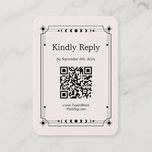 Black and White Halloween Wedding RSVP Qr Code Enclosure Card