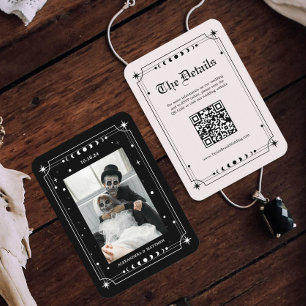 Black and White Halloween Wedding Website Qr Code Enclosure Card
