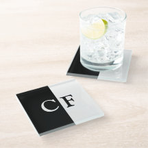 Black and white halves custom initials