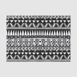 Black and White Hand Drawn Modern Tribal Aztec Tissue Paper