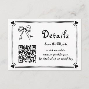 Black and white Hand drawn scribble wedding Enclosure Card