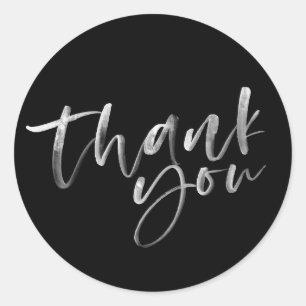 Black and white hand-lettered thank you stickers