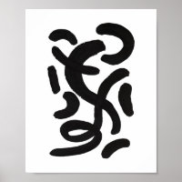 Black and white hand painted brush stroke lines