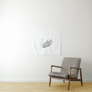 Black and white hand pencil sketch fine art tapestry