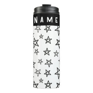 Black and white Handmade Stars Thermal Tumbler