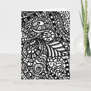 Black and white handpainted doodles holiday card