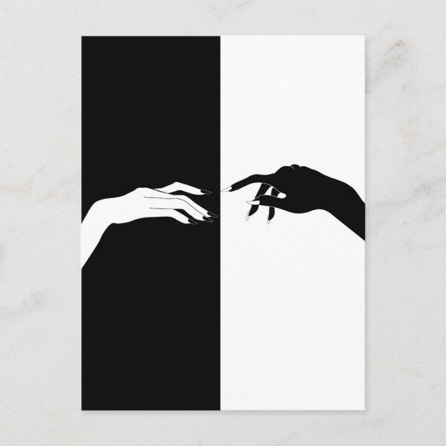 Black and White Hands Line Art Postcard (Front)