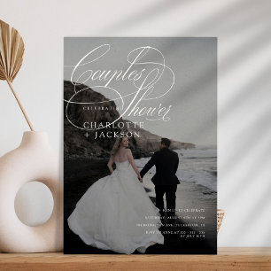 Black and White Handwritten QR Code Couples Shower Invitation