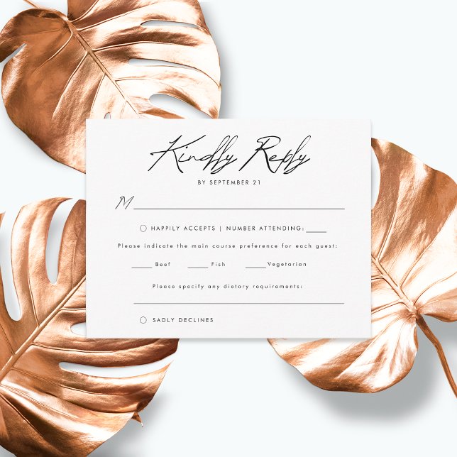 Black and White Handwritten Script Elegant Wedding RSVP Card (Creator Uploaded)