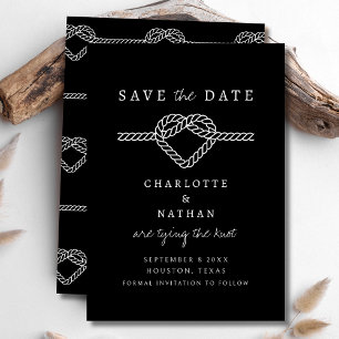 Black and White Handwritten Tying the Knot Wedding Save The Date
