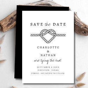 Black and White Handwritten Tying the Knot Wedding Save The Date