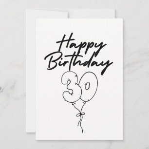 BLACK AND WHITE HAPPY BIRTHDAY CARD